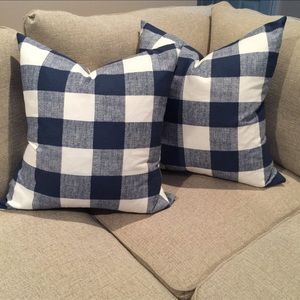 Dark Navy Blue Buffalo Plaid Throw Pillow Case Covers 26x26 Inches Decorative